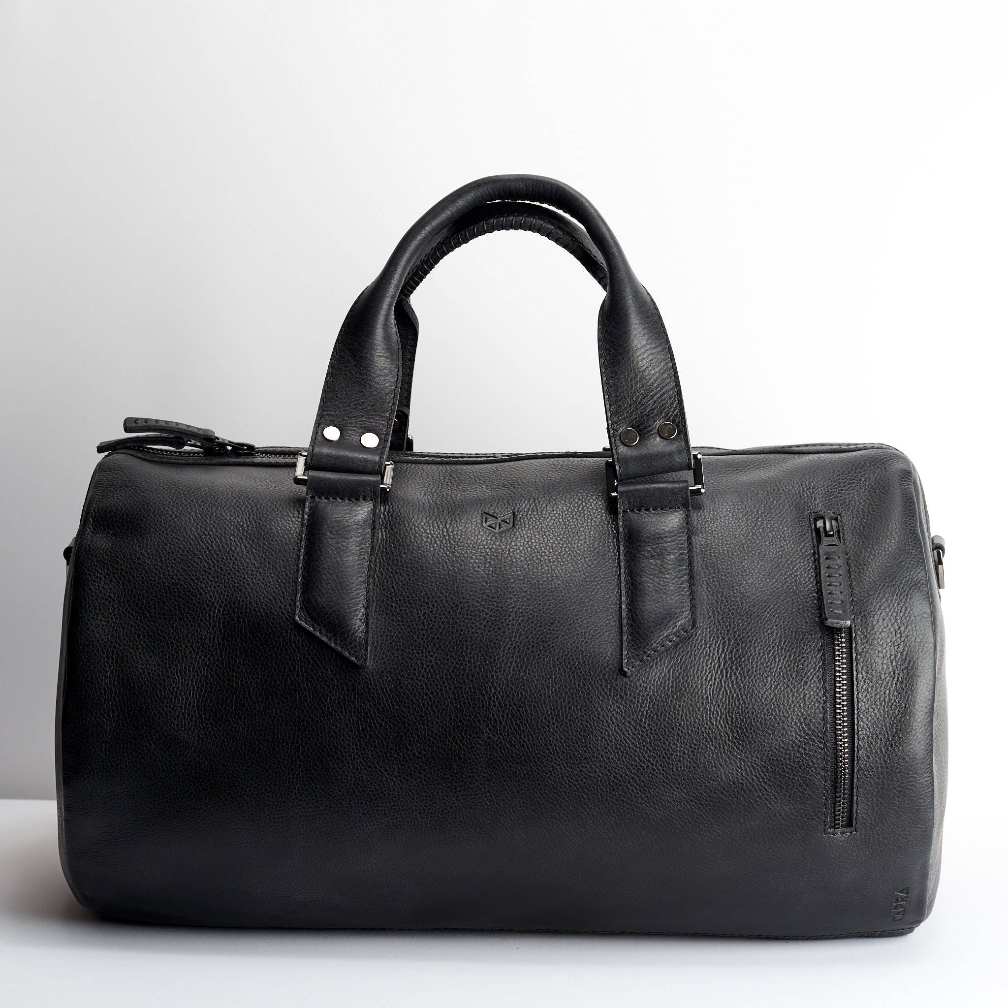 Black Leather Duffle Bag Large Mens Bag Weekend Bag Gym Etsy