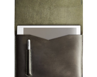 Green Leather reMarkable Case, Men E-reader Folio, Handmade reMarkable 1 and 2 Sleeve, Protective Marker Holder, Custom Engraving, Men Gifts