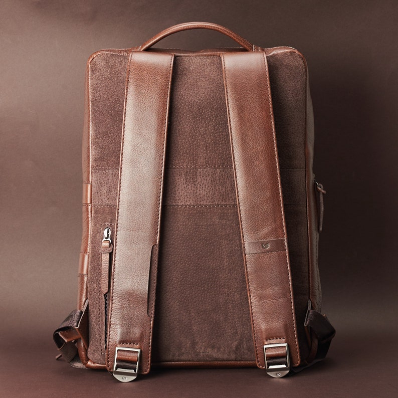 Brown Leather Slim Tech Laptop Backpack. Men's Etsy