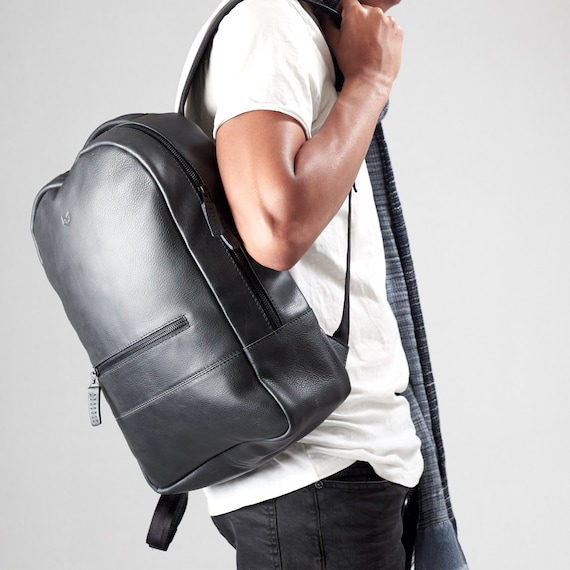 Black Leather Backpack Laptop Men Handmade Travel Bagcamera - Etsy