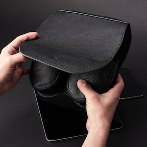 Black AirPods Max Case, Headphones Leather Protective Case, Travel Cover Apple AirPods Max Accessory, Fits with Smart Case, Men Custom Gifts