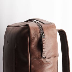 Brown Leather Laptop Backpack Men. Travel Rucksack, Handmade Bookbag, Camera Designer Bag, Work Urban City Daypack, Custom Engraving Gift image 6