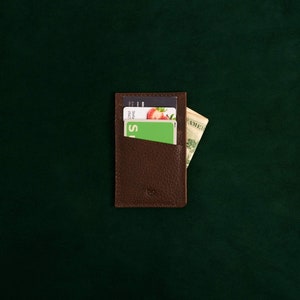 Portafoglio in pelle marrone, porta biglietti da visita, porta carte d'identità, portafoglio per uomo, borsa da soldi, regalo fatto a mano, regalo artigianale per gli uomini