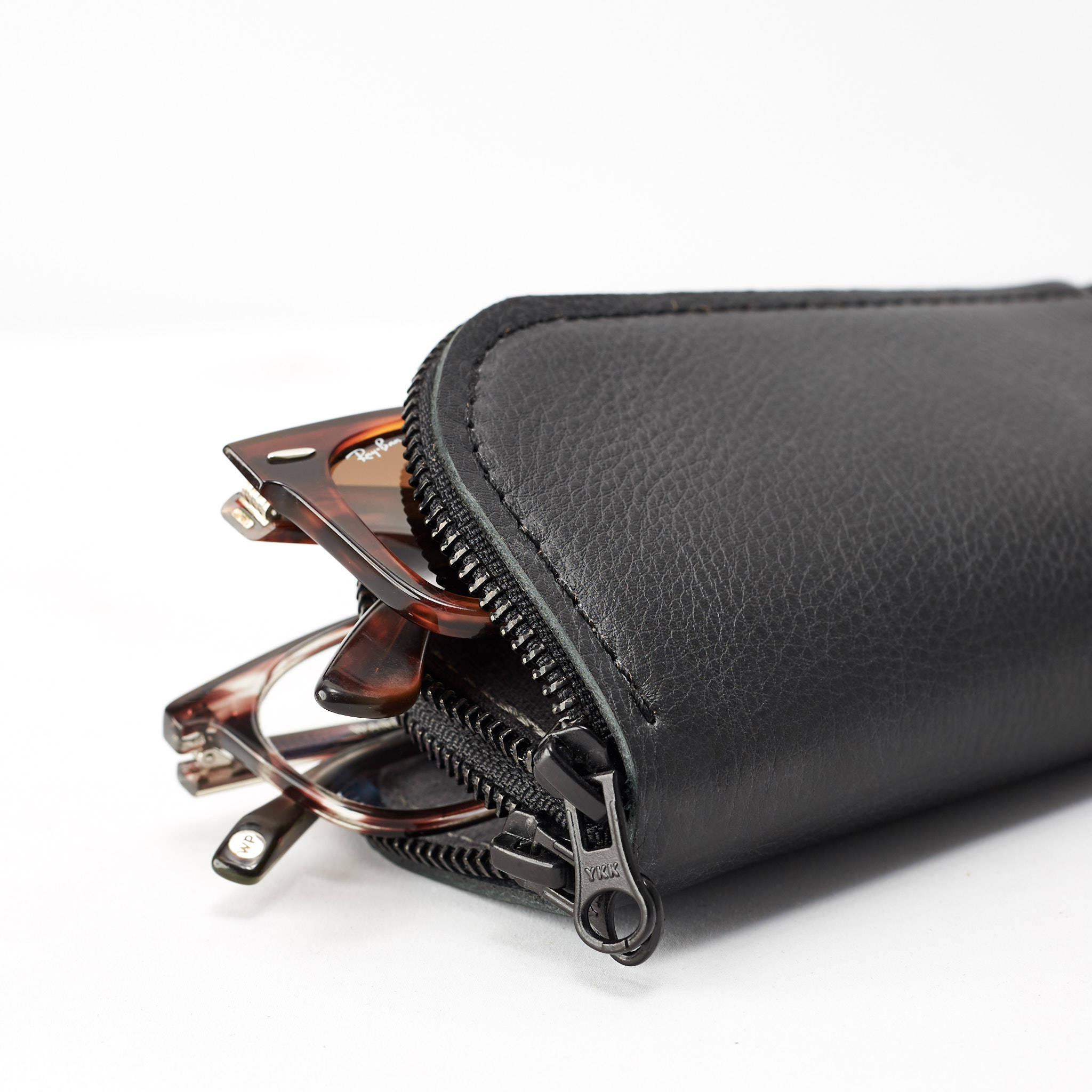 Black Leather Glasses Case Double Men Two Sunglasses Bag Etsy