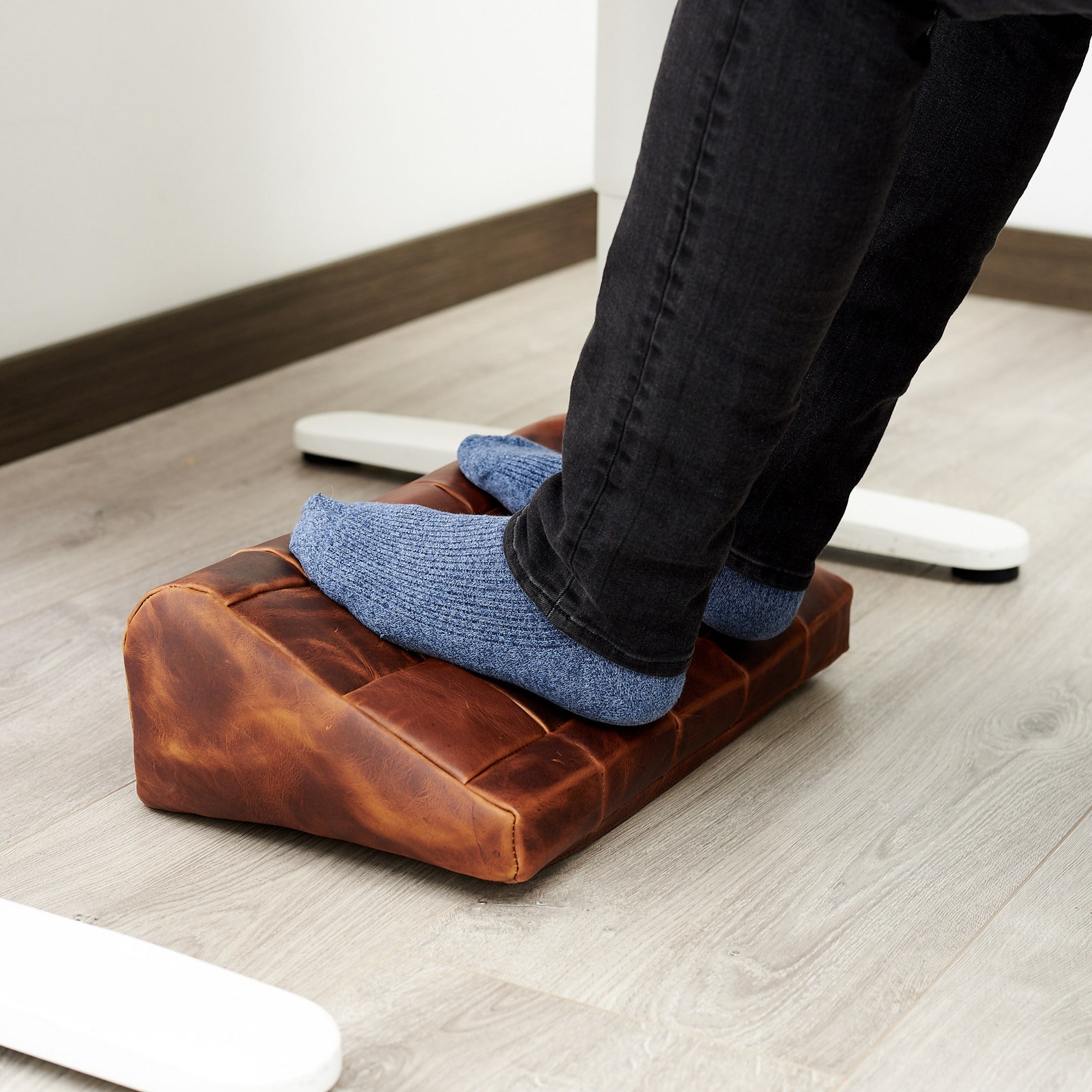 Leather Footrest Cover Distressed Tan, Ergonomic, Foot Rest Desk, Home ...