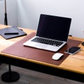 Desk Pad Setup Kit Acorn Leather, Mat Blotter Organizer, Home Office Setup, Laptop Mouse Pad, Custom Monogram Gift for Men. Matching Coaster product logo