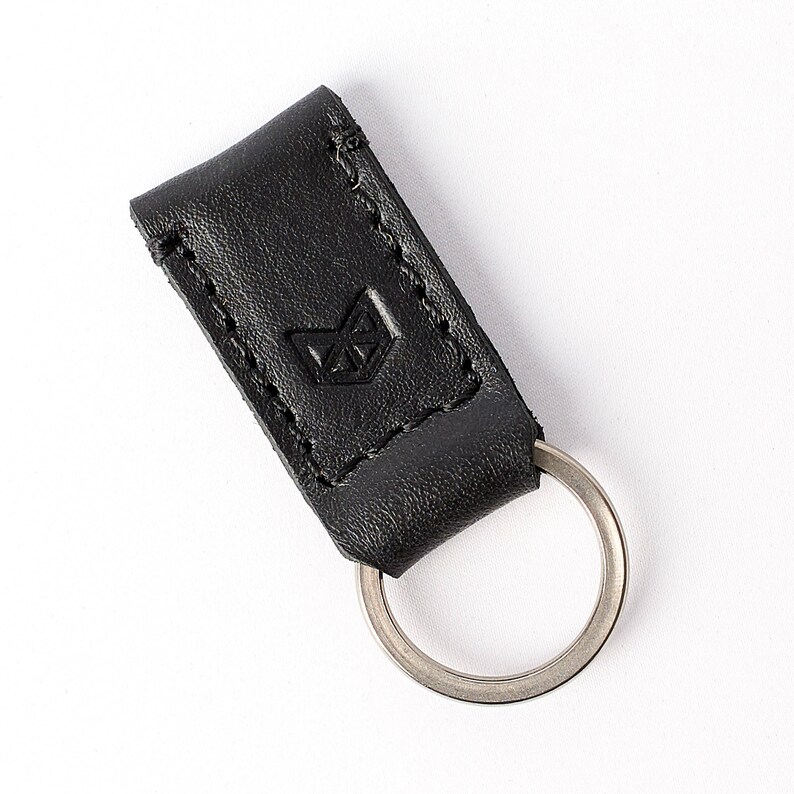 Black Leather Keychain Men Custom Engraved Key Fob Personal Etsy