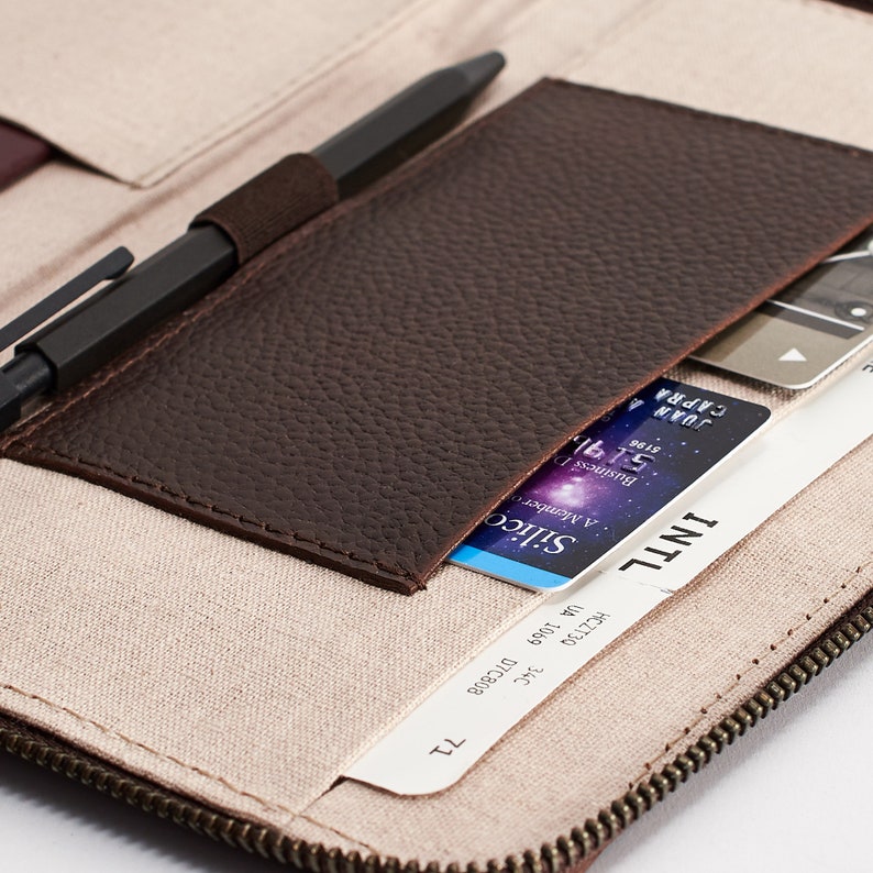 Dark Brown Leather Travel Document Organizer Men Passport Etsy