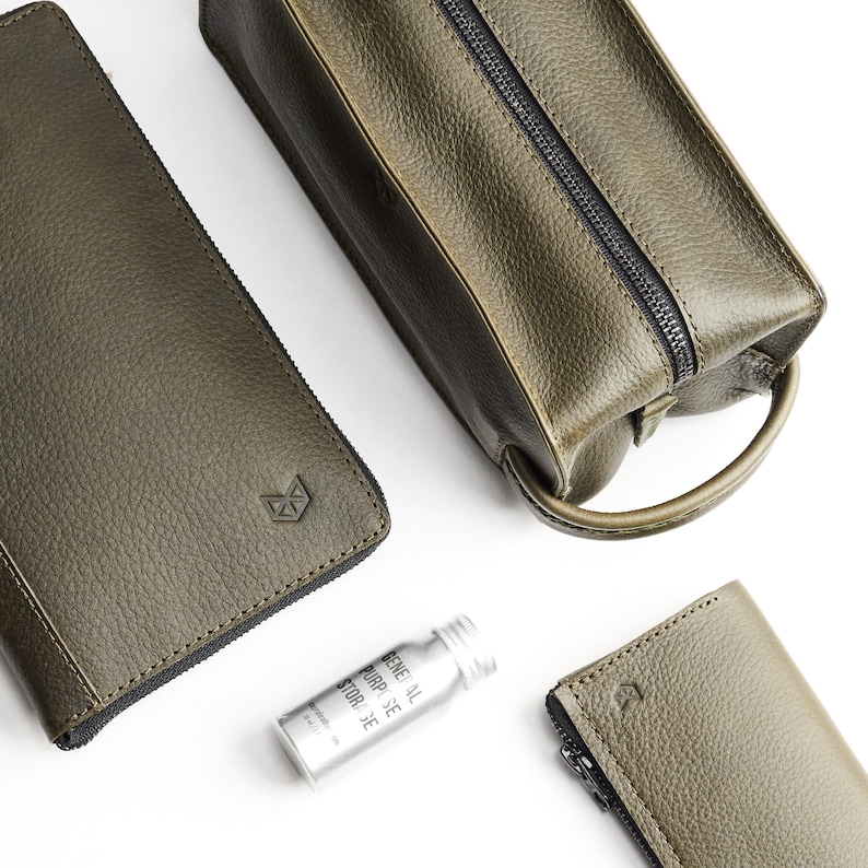 Green Leather Traveler Bundle Traveler Kit Carry On | Etsy