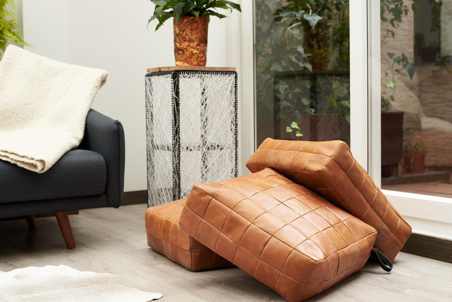 Leather top floor cushion