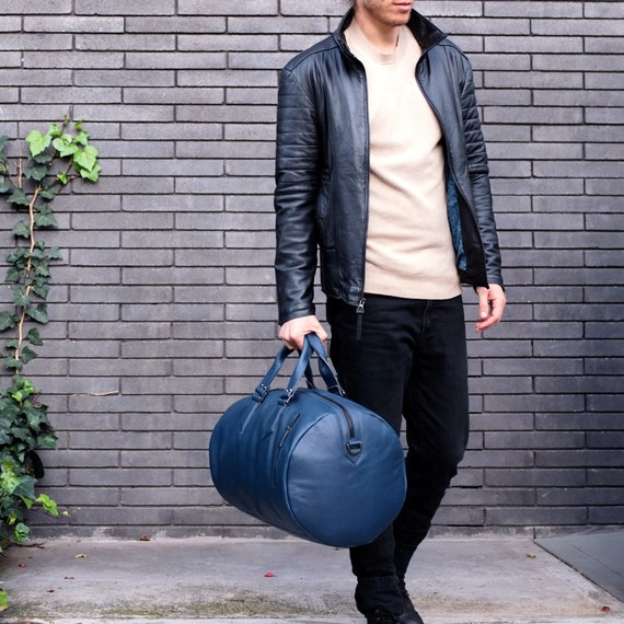 mens small leather duffle bolsa