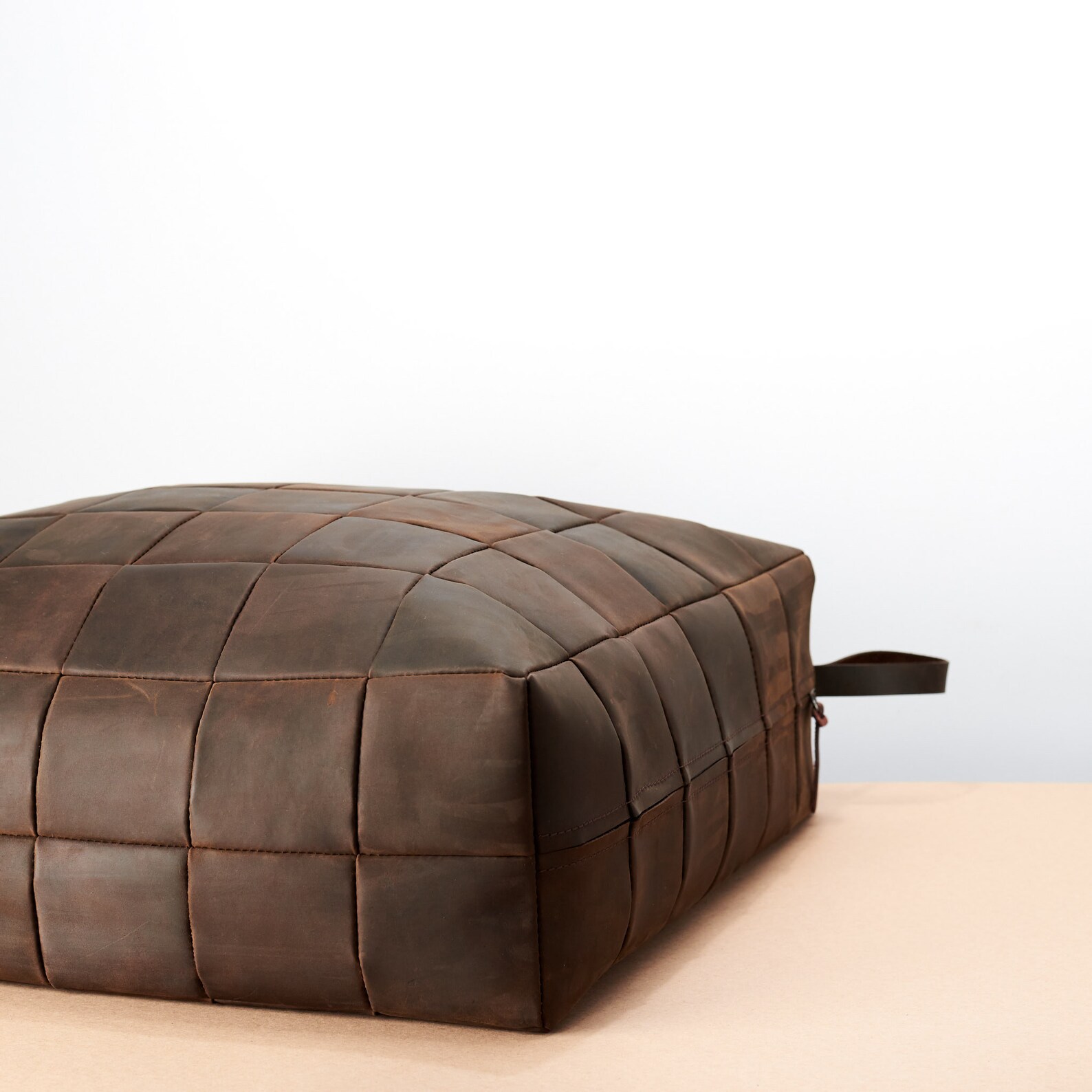 Brown Leather Floor Cushion Pillow Seating. Ottoman Pouf Etsy