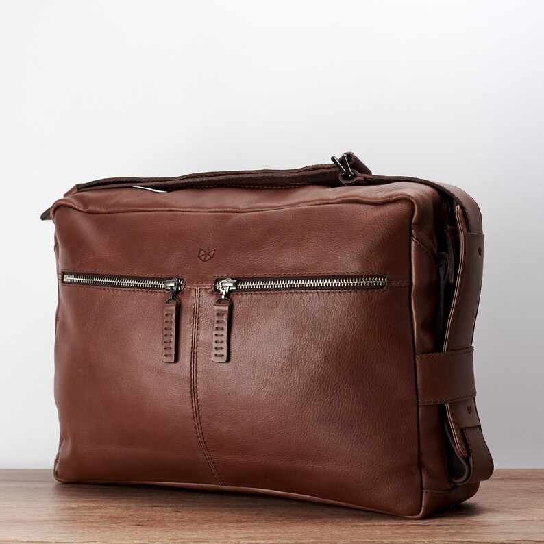 Brown Leather Shoulder Bag, Handmade Satchel Men, Crossbody Messenger Travel Laptop Computer Carry On Courier, Men Gifts, Gifts for Men image 6