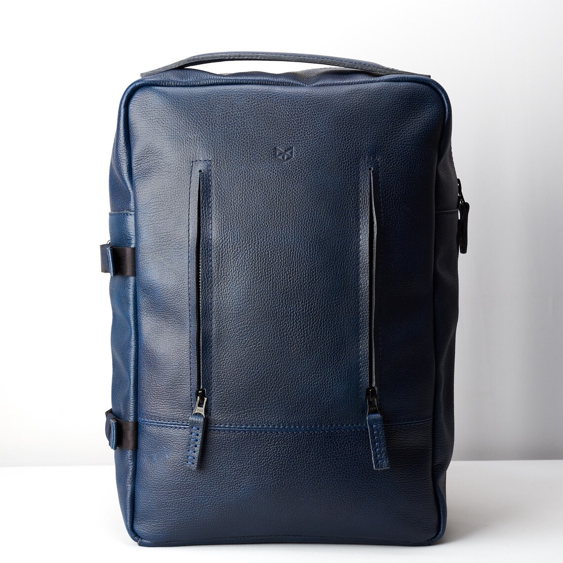 Blue Leather Laptop Backpack Men. Travel Rucksack Handmade Etsy