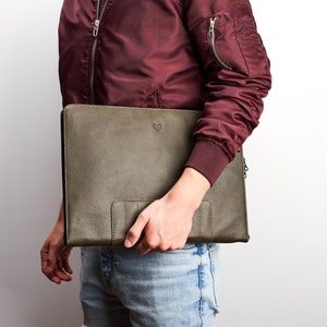 Funda MacBook de cuero verde, bolso para tableta iPad, folio notable para hombres, porta documentos, cartera, organizador de carpetas para el trabajo, regalos personalizados