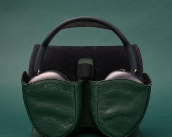 Green AirPods Max Case, Headphones Leather Protective Case, Travel Cover Apple AirPods Max Accessory, Fits with Smart Case, Men Custom Gifts