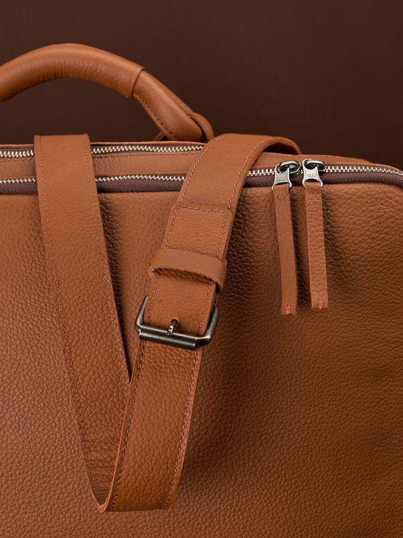 Shoulder strap. Weekend Bag Tan by Capra Leather