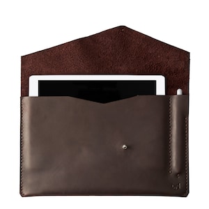Brown Leather Microsoft Sleeve, Men Surface Cover, Microsoft Laptop Case with Surface Pen Holder, Protective Folio, Carrying Bag, Mens Gift