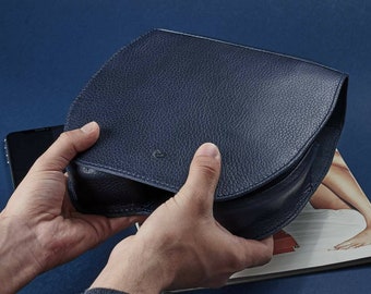 Navy AirPods Max Case, Headphones Leather Protective Case, Travel Cover Apple AirPods Max Accessory, Fits with Smart Case, Men Custom Gifts