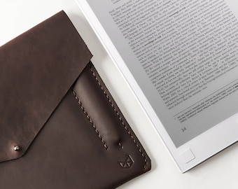 Brown Leather reMarkable Tablet Case, Men Handmade E-reader Folio, reMarkable 1 and 2 Sleeve, Marker Holder, Custom Monogram Gift for Men