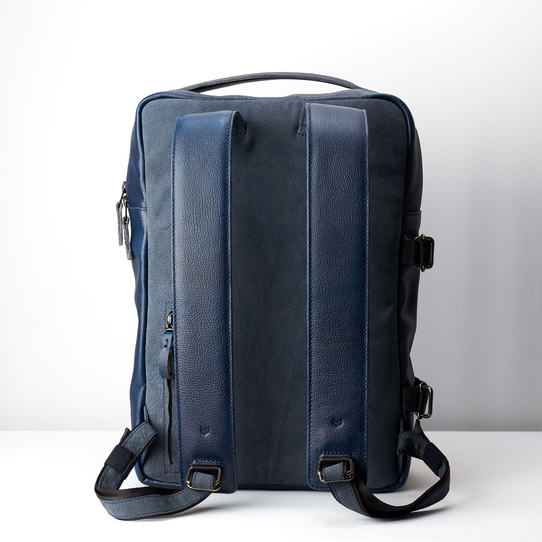 Blue Leather Laptop Backpack Men. Travel Rucksack Handmade Etsy