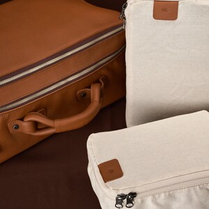 Packing Cubes. Mens Duffle Dag Tan by Capra Leather