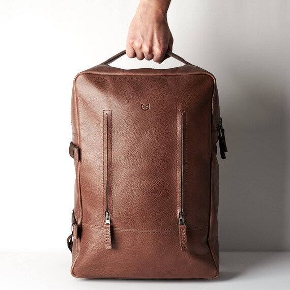 Herren Leder Rucksack 16'' Laptop Umhängetasche Wandern Reisetasche Handtasche 