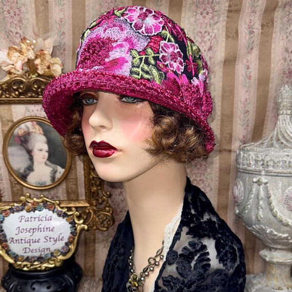 Vintage Marvin Modes Cloche Hat Scalloped Retro Cottagecore Embellished Flapper Womens 1920s Vintage Wool Blend Cloche Church Hat Winter  main image 3