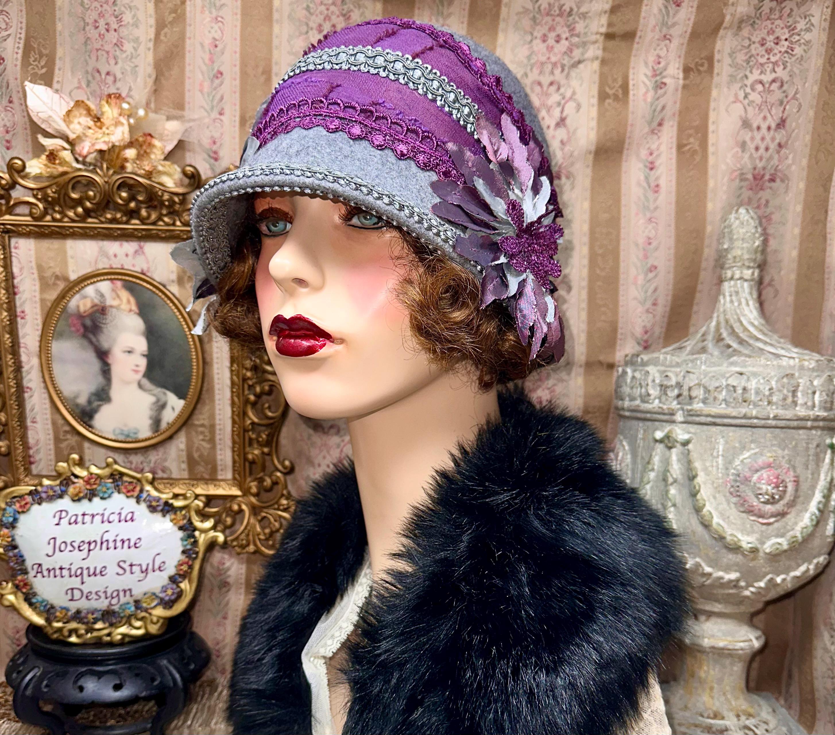 Vintage Italian-Made Woven Cloche Hat Purple Acrylic Blend Women\'s Chic Retro Purple Cloche Hats for Women for sale | eBay main image 3
