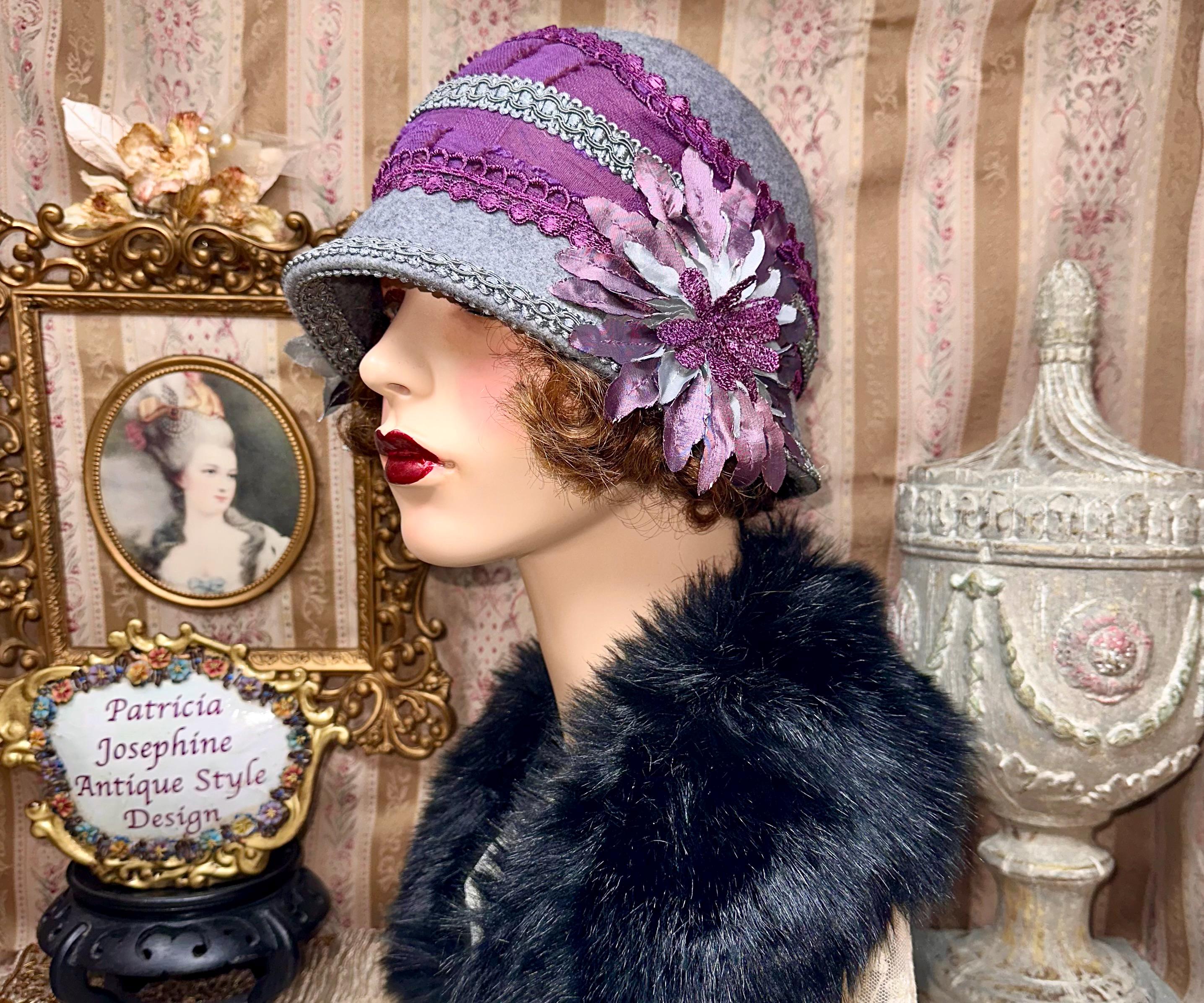 Madame Plum Purple Flapper Cloche Hat 1920’s Style Purple Cloche Hat in the 1920 main image 2