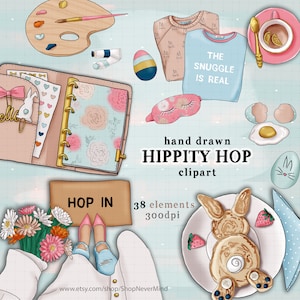 Kit di Pasqua clipart commerciale utilizzare Primavera Pasqua coniglietto clip arte planner adesivi grafica accogliente primavera clipart clipart Pasqua uova frittelle