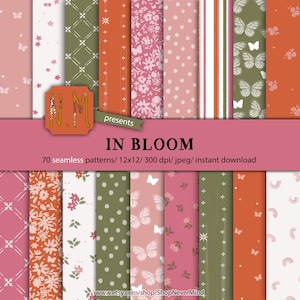 Ostern Papier Pack Frühling floral digitales Muster kommerzielle Nutzung nahtlose shabby Blumenmuster polkadot rosa Schmetterlinge Blumen Papierset