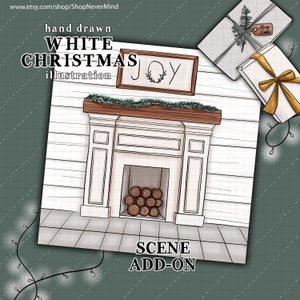 Scène de Noel illustration scène scène clipart commercial utilisation d'hiver pays des merveilles rustique décor de Noel illustration graphiques autocollant