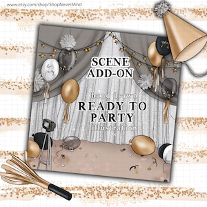 Party background illustration scène de scène clipart commercial utiliser de nouvelles années eve partie photo scène scène d'anniversaire ballons autocollantgraphiques