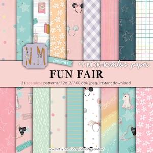 Carnival digitale papier pack roze carnaval digitale patroon commercieel gebruik planner sticker grafische carrousel naadloos patroon pastel regenboog