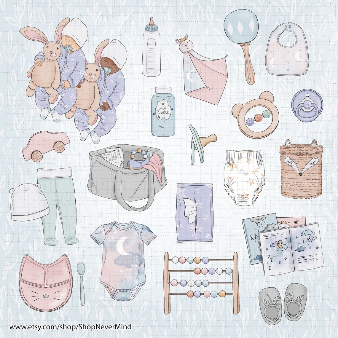 Baby clipart kit pastel baby nursery clipart commercial use | Etsy