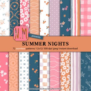 Pack de papier nuits d'été vacances d'été motif numérique usage commercial motif floral d'été sans couture jeu de papier coquillages et rayures