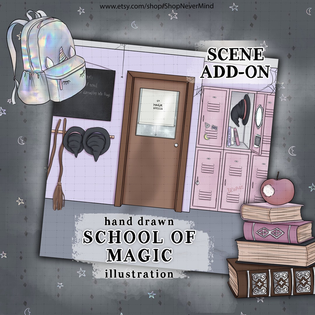 Halloween Scene Illustration Halloween Magic School Hall Haunted School ...