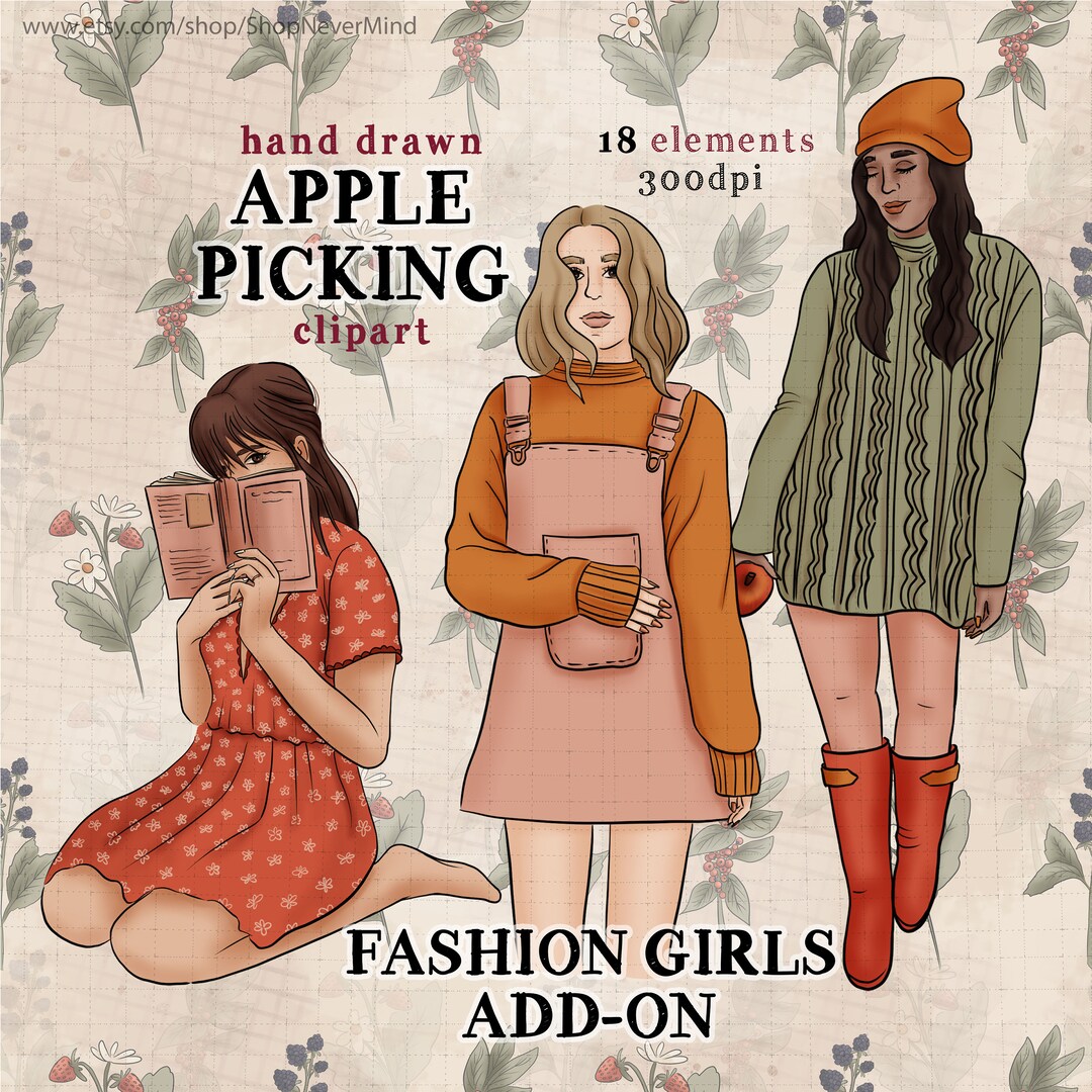 Fall Fashion Girls Clipart Kit Commercial Use Fashion Girl Illustration ...