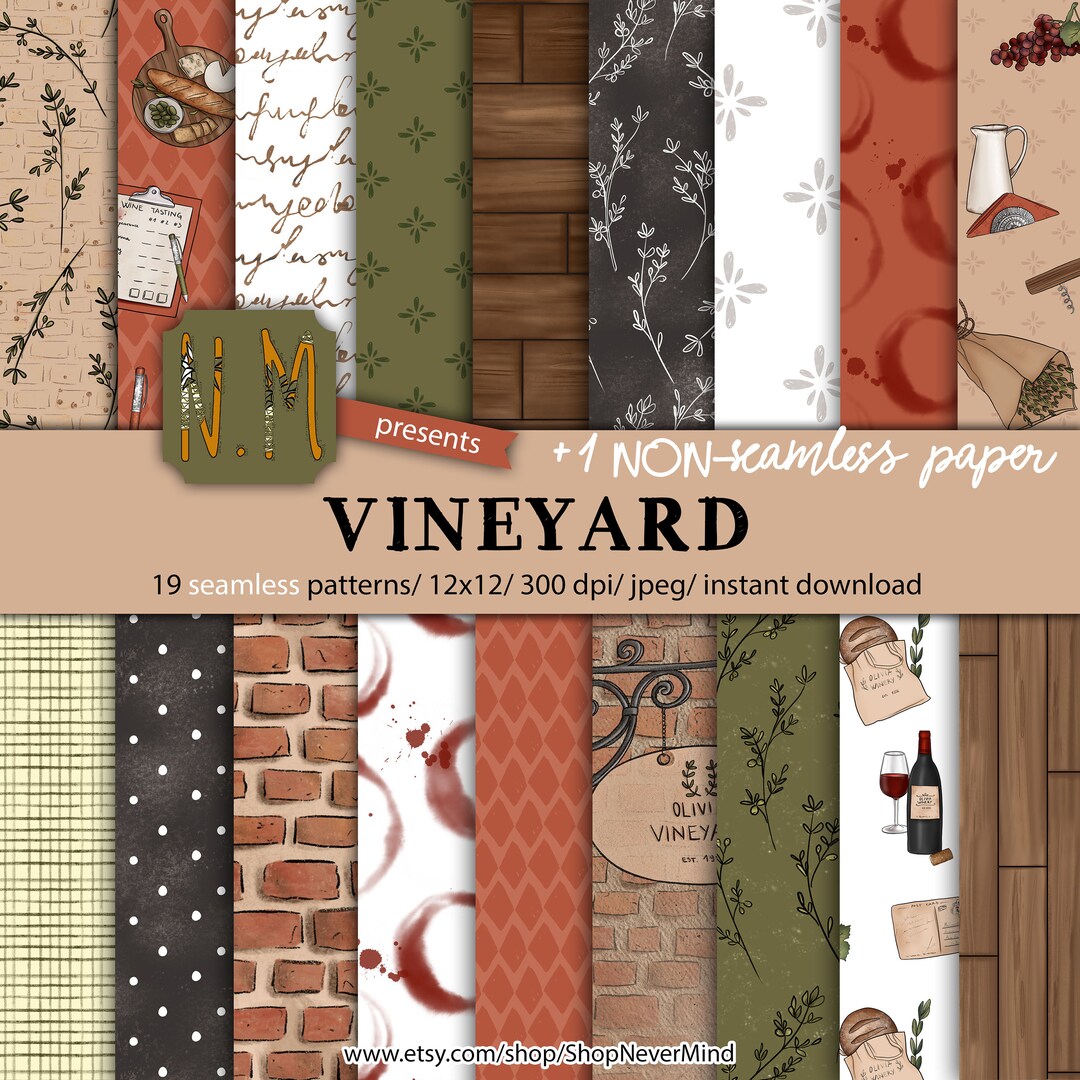 Fall Digital Paper Pack Vineyard Fall Digital Pattern Winery Commercial ...