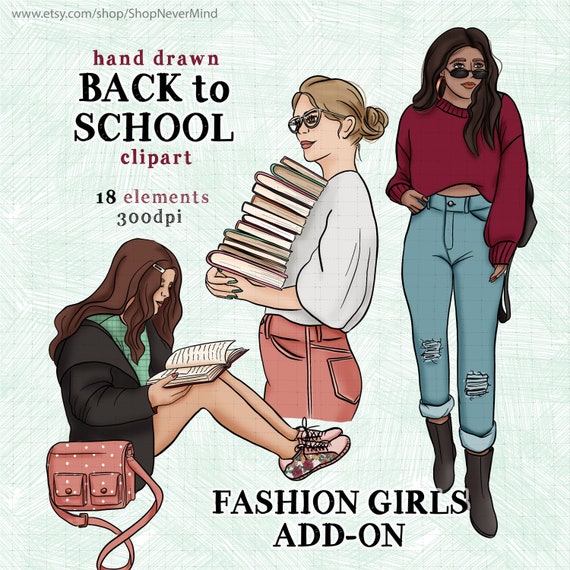 Fashion Girls Clipart Fall Fashion Planner Girls Illustration Etsy