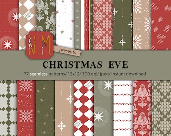 Christmas paper pack classic christmas eve digital pattern retro christmas commercial use seamless winter pattern snowflakes paper pack