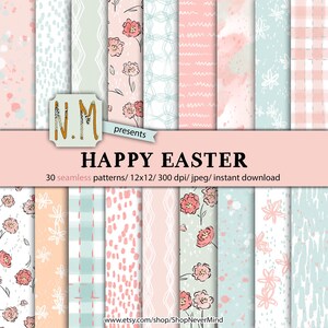 Spring digital paper pack pastel easter digital pattern commercial use planner sticker graphics floral paper pastel spring seamless pattern