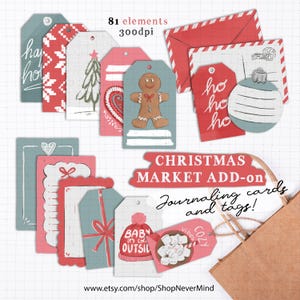 Etiquetas para presentes de Natal Kit de cartões de registro no diário Winter Wonderland para uso comercial Kit de etiquetas digitais para scrapbooking Presentes de Natal Etiquetas para impressão