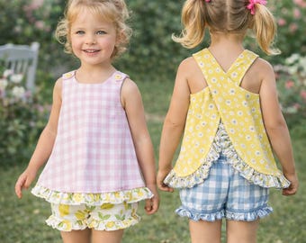 Sz 3~ Romper Playsuit Sewing Pattern S 8165 Child Girl's Summer Sunsuit & Panty Pdf