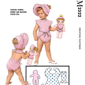 Storlek 1~ Barn Sommarsparkdräkt Symönster M 2322 Mössa Dockoverall Sunsuit