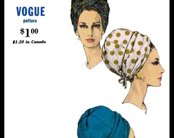 22" Vogue # 6606 TURBAN Hat Designer Halston Simple      Pattern Chemo  Millinery