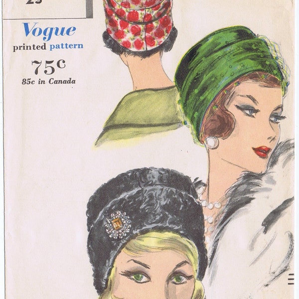 23" Vogue #5094 TURBAN John Frederics Hat Ledger     Pattern Millinery  Cancer Chemo