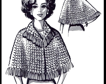 Crocheting Crocheted Crochet Pattern Women's CAPE Capelet Mail Order Design 5573  Small Medium Large COPY