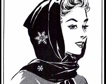 PDF Digital Delivery ONLY! Winter Fashion Hat SCARF Hood Fabric Material Sewing Pattern Vintage Mail Order Anne Cabot 5731 Chemo Cancer Copy